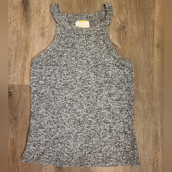Anthropologie Maeve Harlan Knit Top Size Large Heathered Black & White - Picture 2 of 8